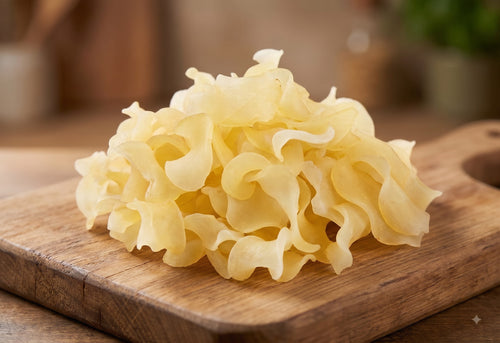 Sun-dried potato slices for homemade Aloo Chips