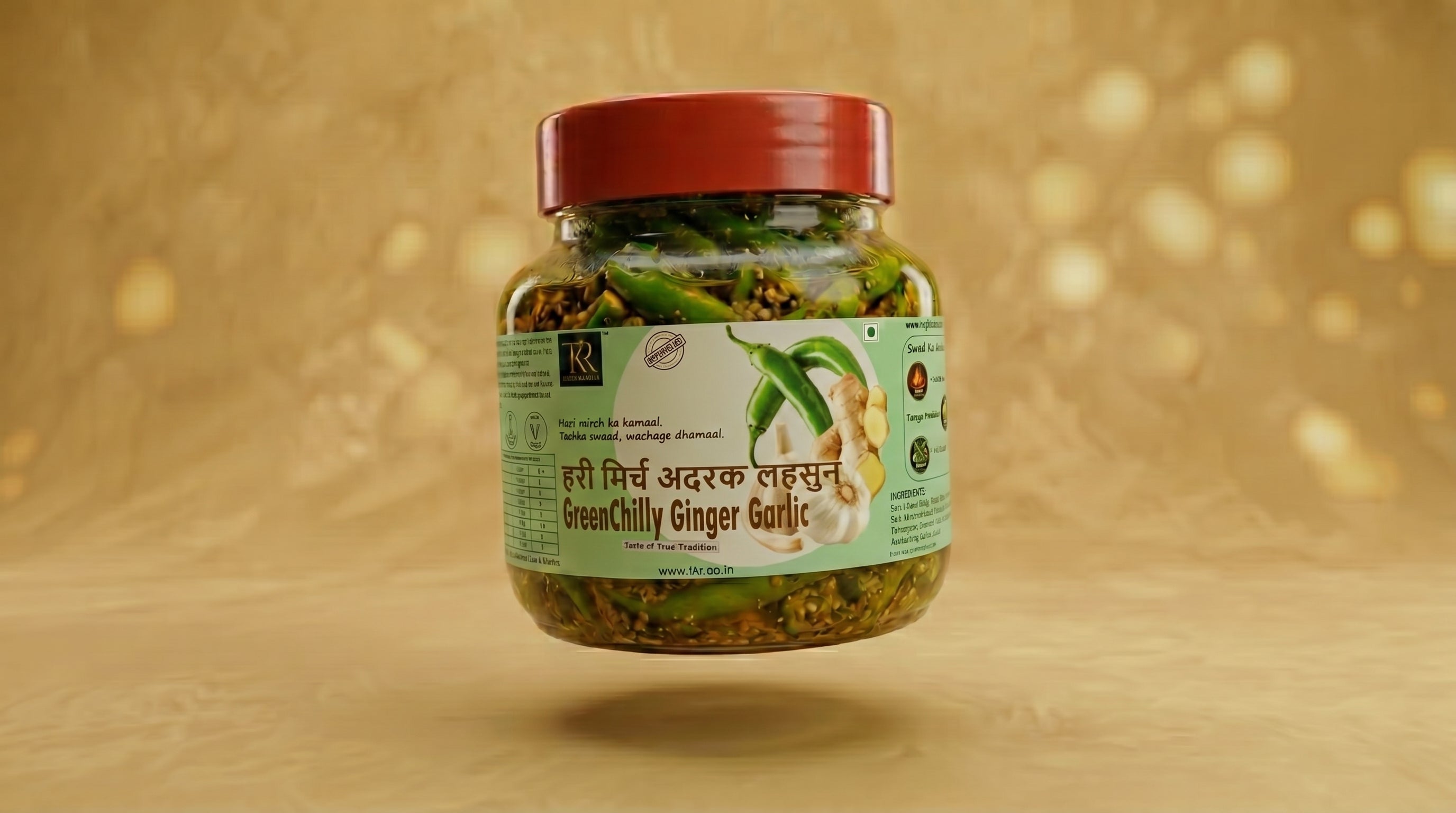 Hari Mirch Adrak Lahsun Achaar - GreenChilly Ginger Garlic Pickle